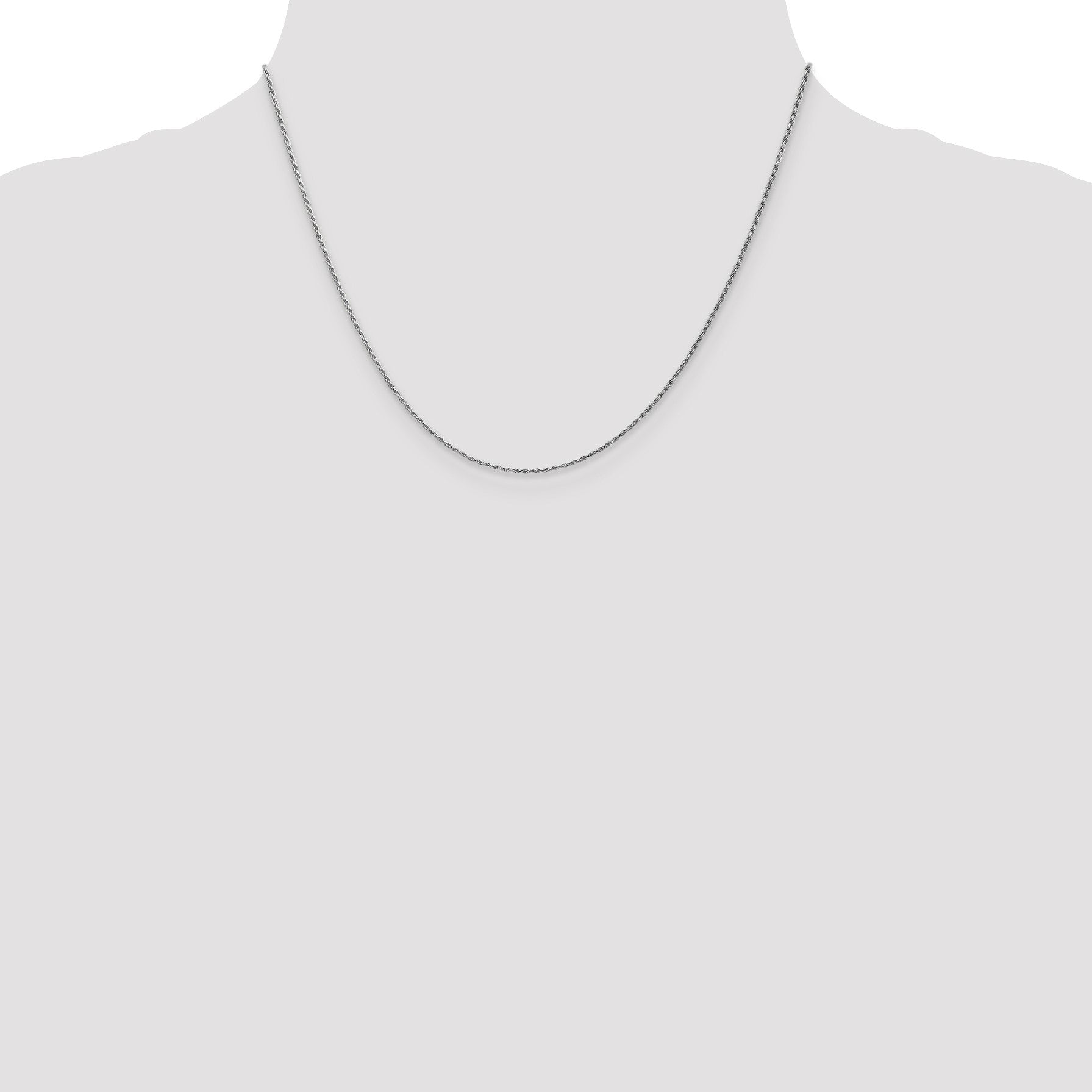 14K White Gold 18 inch 1.15mm Diamond-cut Machine Made Rope with Lobster Clasp Chain Chain