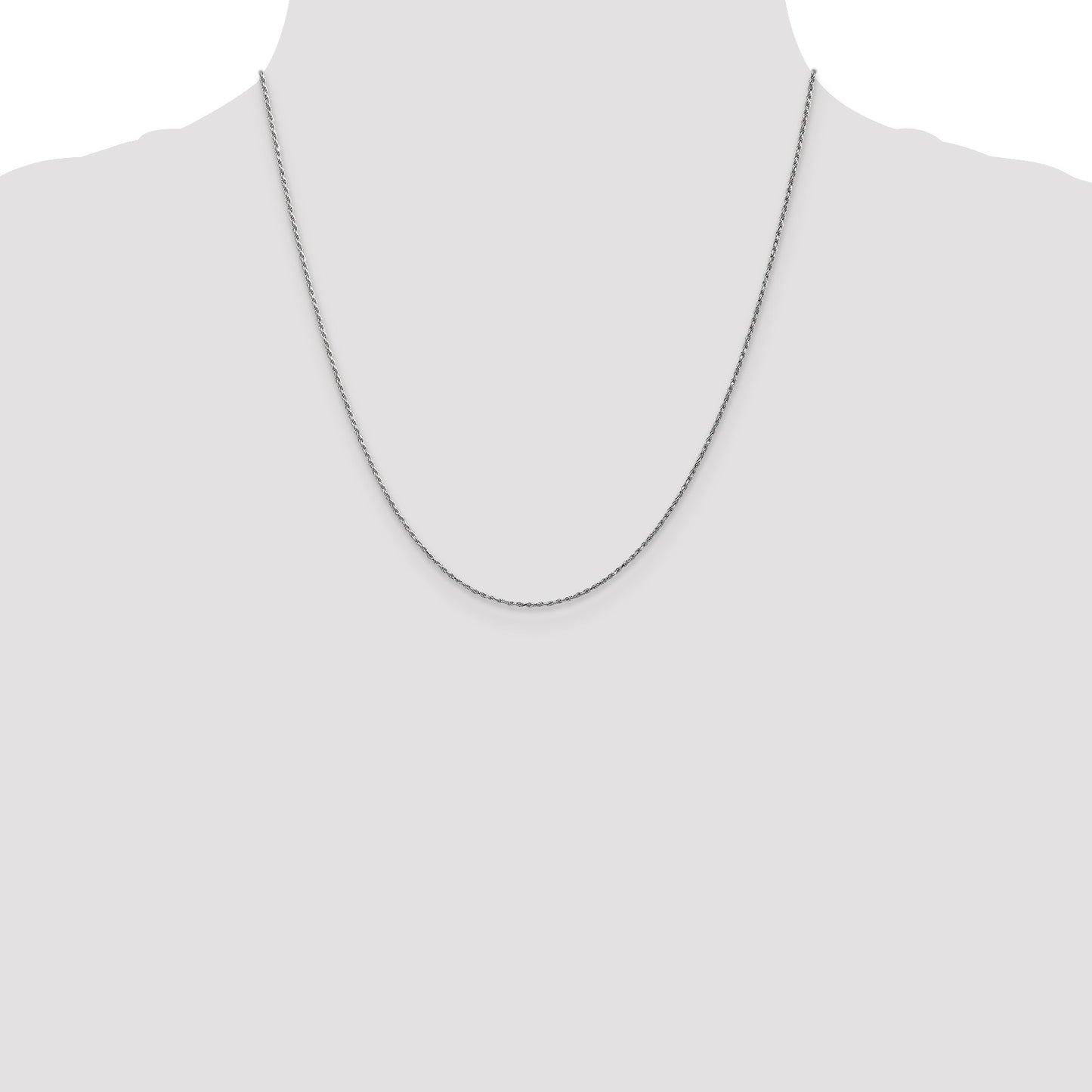 14K White Gold 20 inch 1.15mm Diamond-cut Machine Made Rope with Lobster Clasp Chain Chain