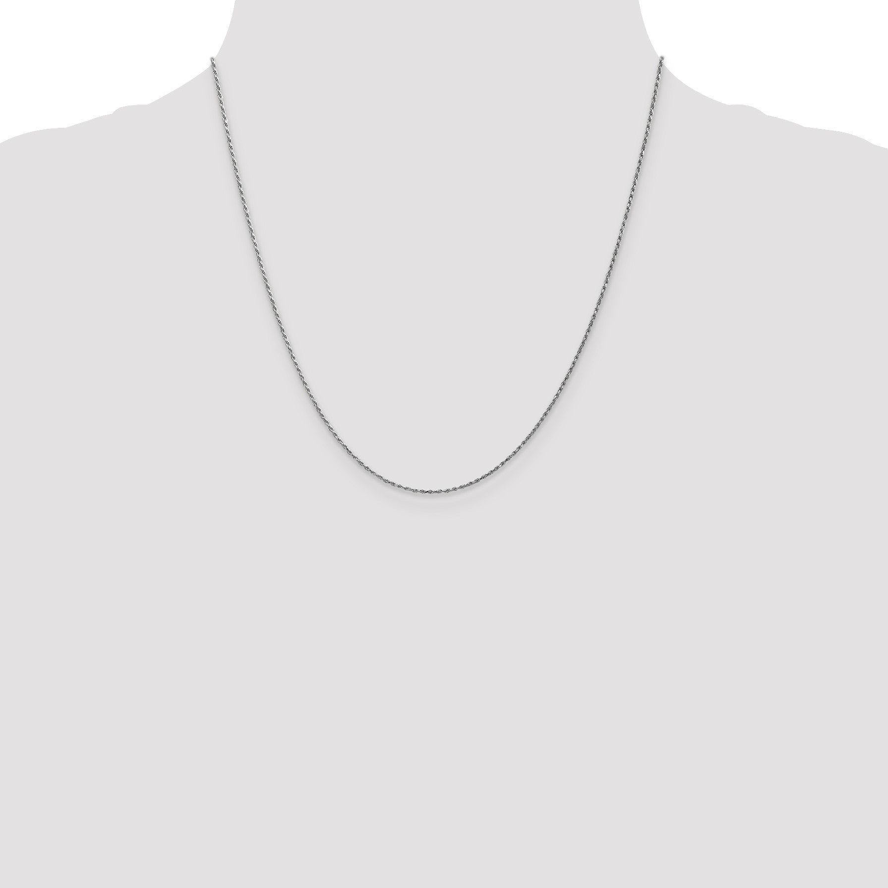 14K White Gold 20 inch 1.15mm Diamond-cut Machine Made Rope with Lobster Clasp Chain Chain