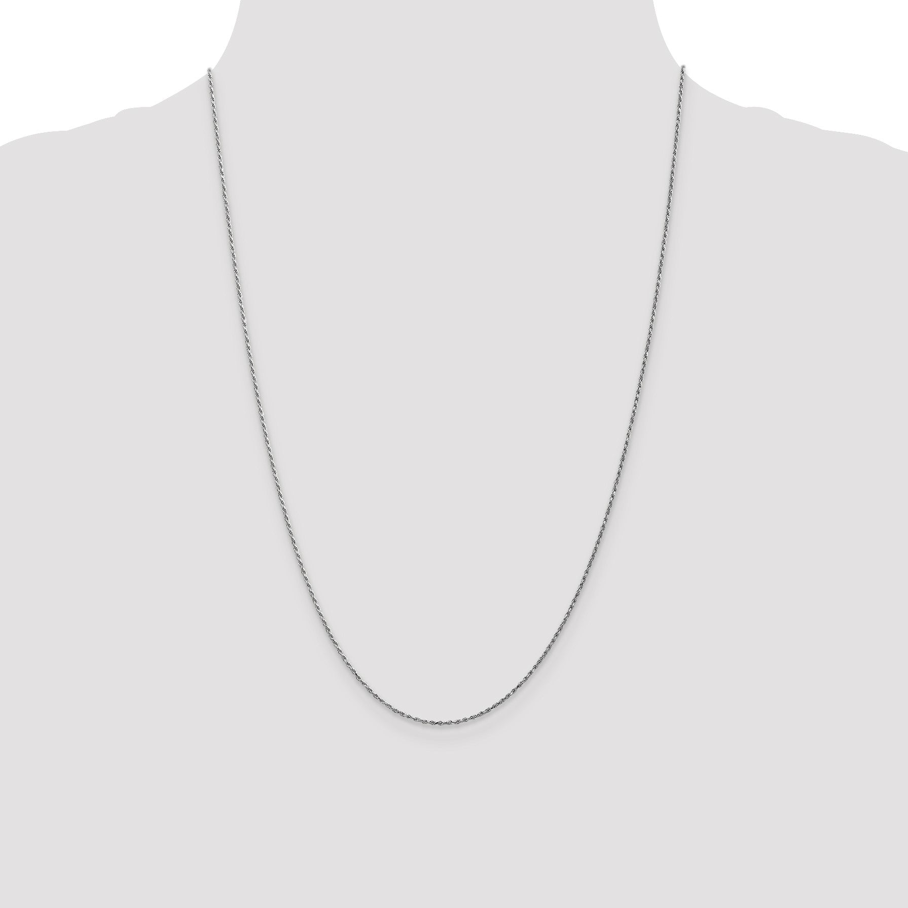 14K White Gold 24 inch 1.15mm Diamond-cut Machine Made Rope with Lobster Clasp Chain Chain
