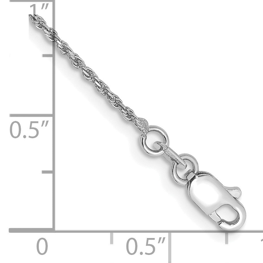 14K White Gold 7 inch 1.15mm Diamond-cut Machine Made Rope with Lobster Clasp Chain Chain
