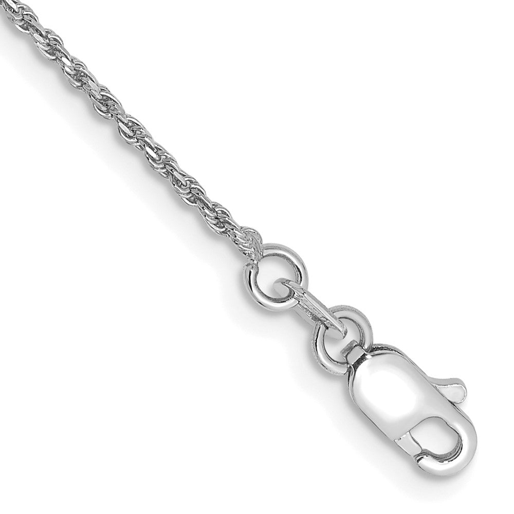 14K White Gold 6 inch 1.15mm Diamond-cut Machine Made Rope with Lobster Clasp Chain Chain