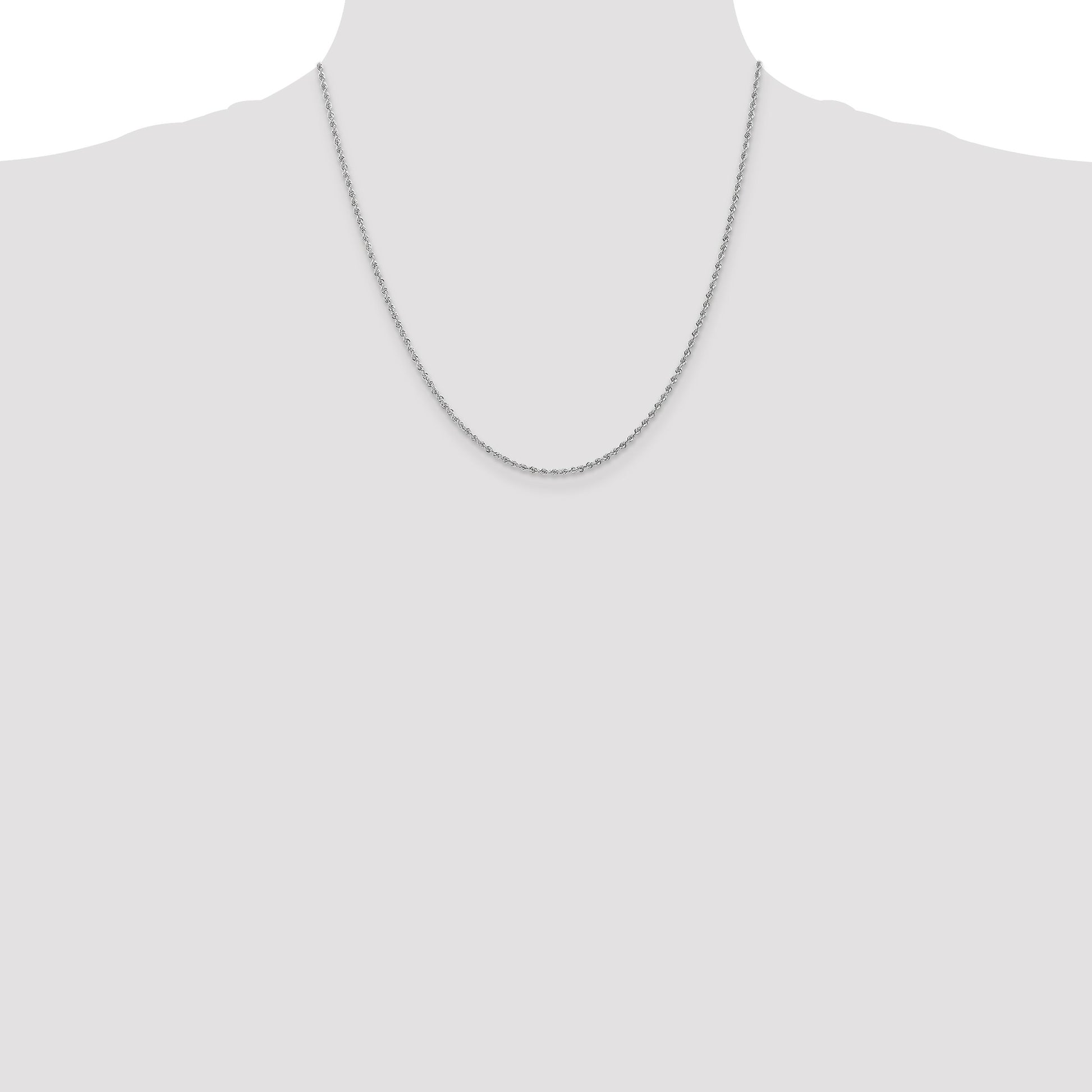 14K White Gold 20 inch 1.5mm Regular Rope with Lobster Clasp Chain
