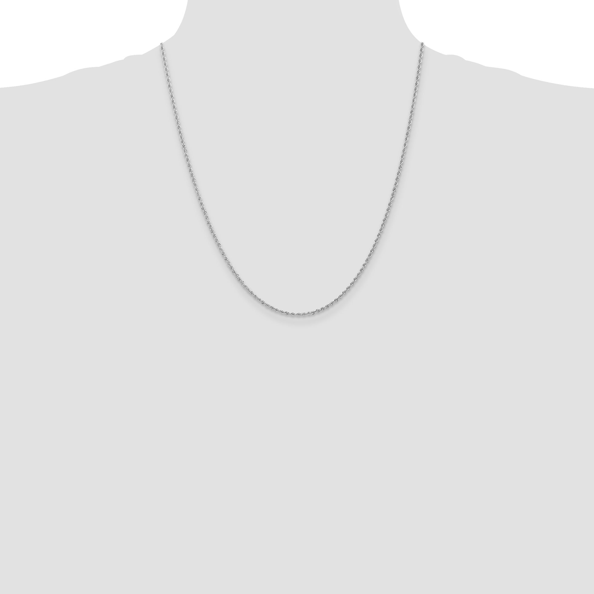 14K White Gold 22 inch 1.5mm Regular Rope with Lobster Clasp Chain