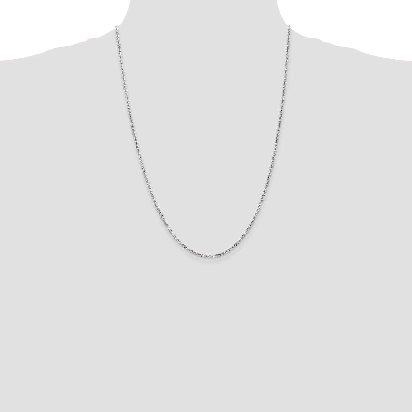 14K White Gold 24 inch 1.5mm Regular Rope with Lobster Clasp Chain