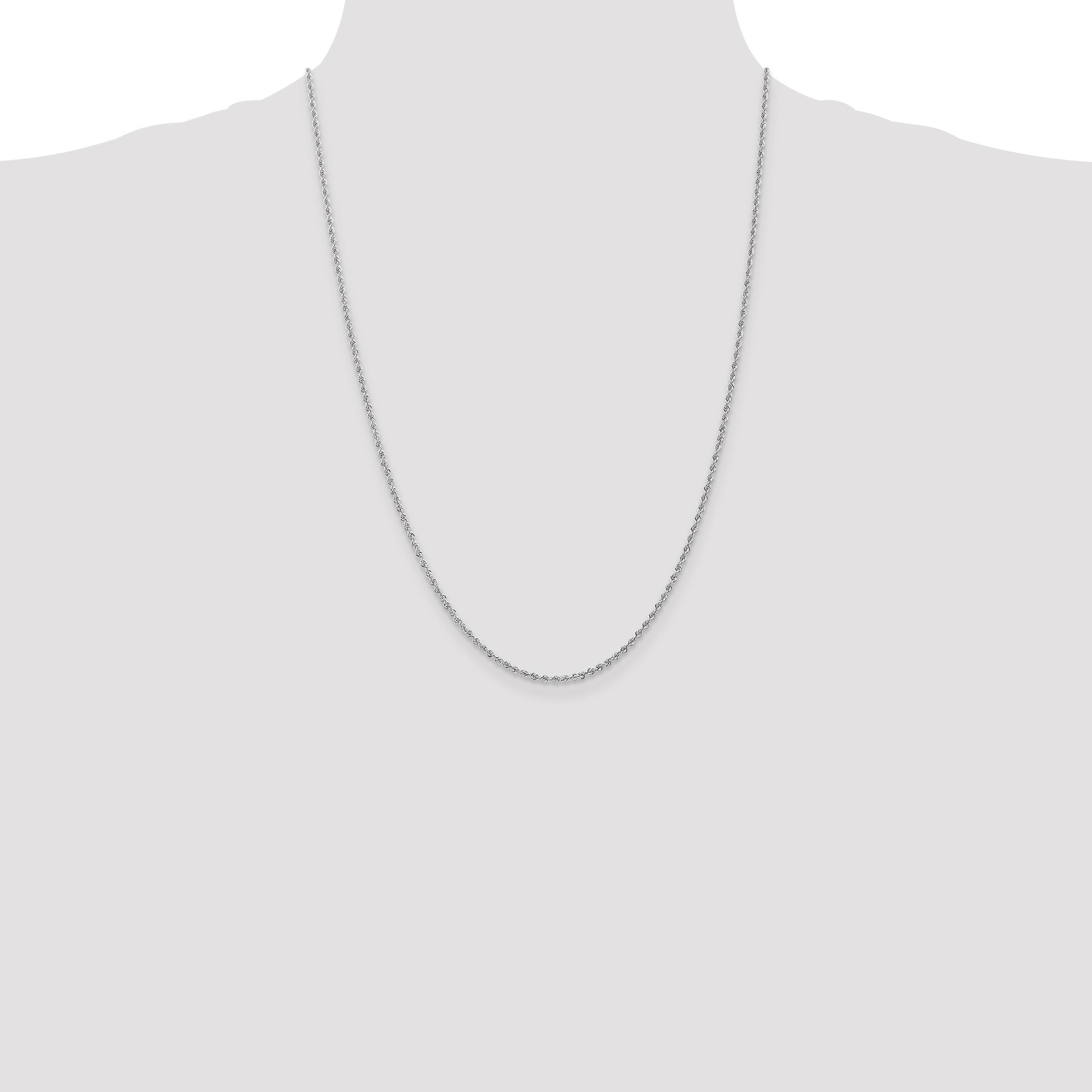 14K White Gold 24 inch 1.5mm Regular Rope with Lobster Clasp Chain