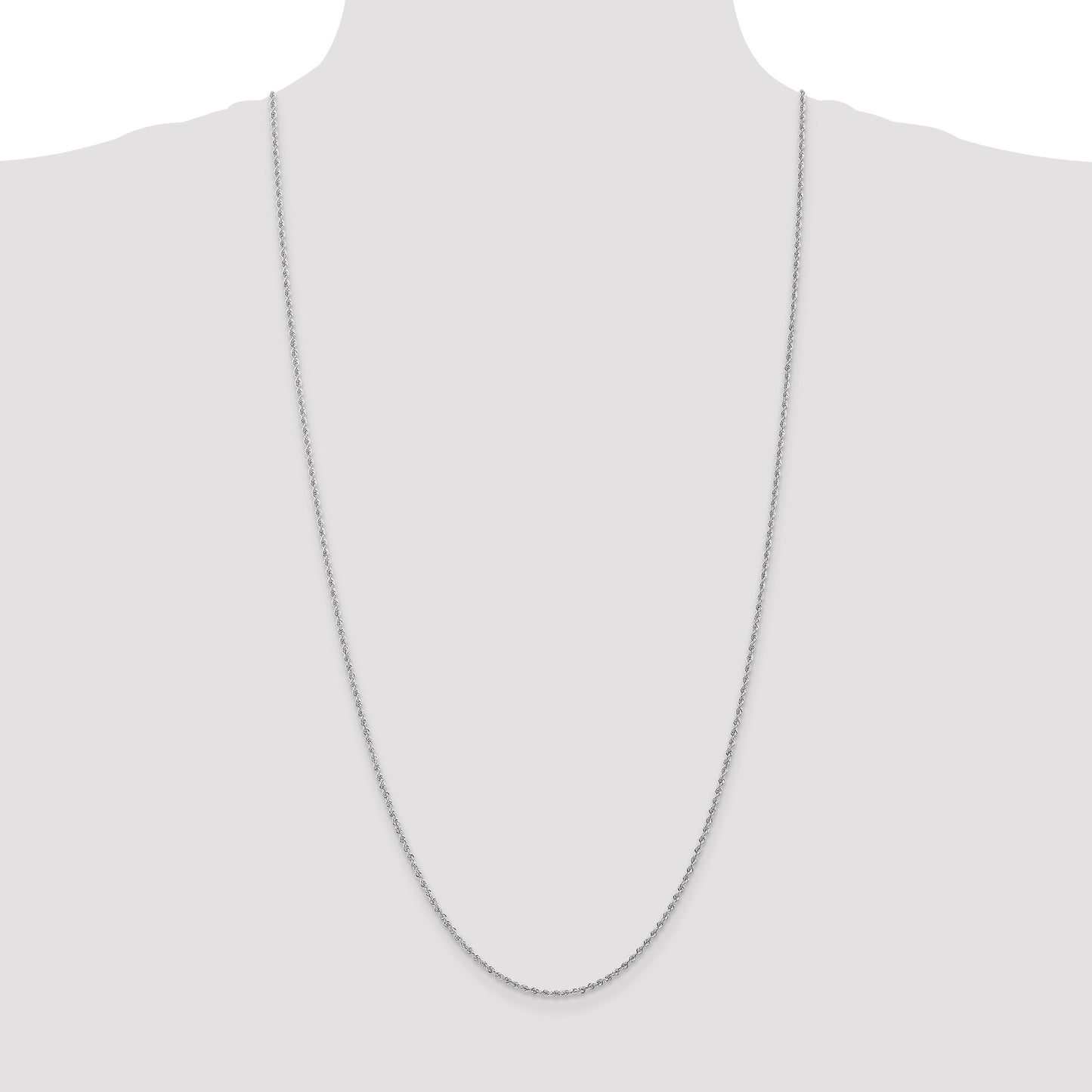 14K White Gold 30 inch 1.5mm Regular Rope with Lobster Clasp Chain