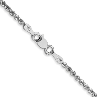14K White Gold 26 inch 2mm Regular Rope with Lobster Clasp Chain