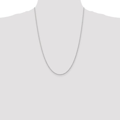 14K White Gold 24 inch 2mm Regular Rope with Lobster Clasp Chain