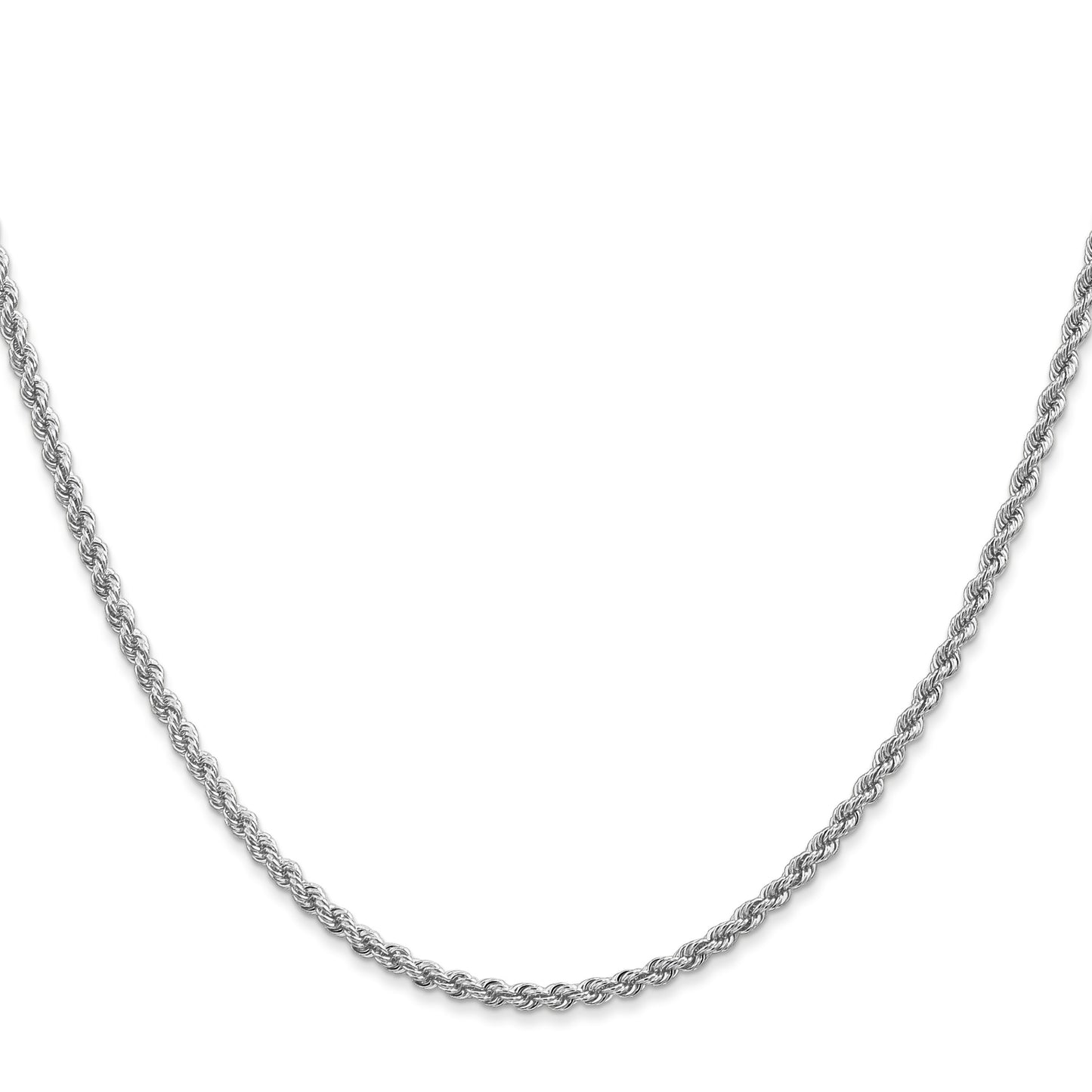 14K White Gold 20 inch 2.25mm Regular Rope with Lobster Clasp Chain