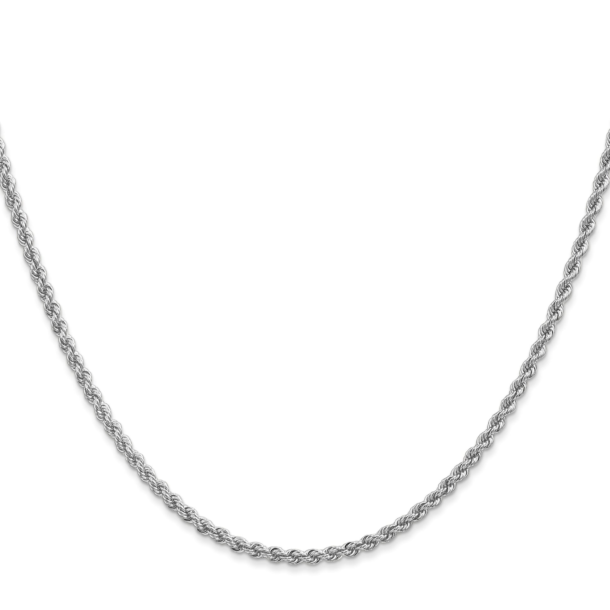 14K White Gold 20 inch 2.25mm Regular Rope with Lobster Clasp Chain