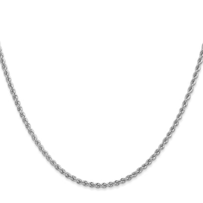 14K White Gold 16 inch 2.25mm Regular Rope with Lobster Clasp Chain