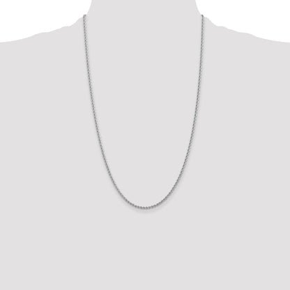14K White Gold 26 inch 2.25mm Regular Rope with Lobster Clasp Chain