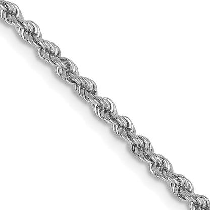 14K White Gold 22 inch 2.25mm Regular Rope with Lobster Clasp Chain