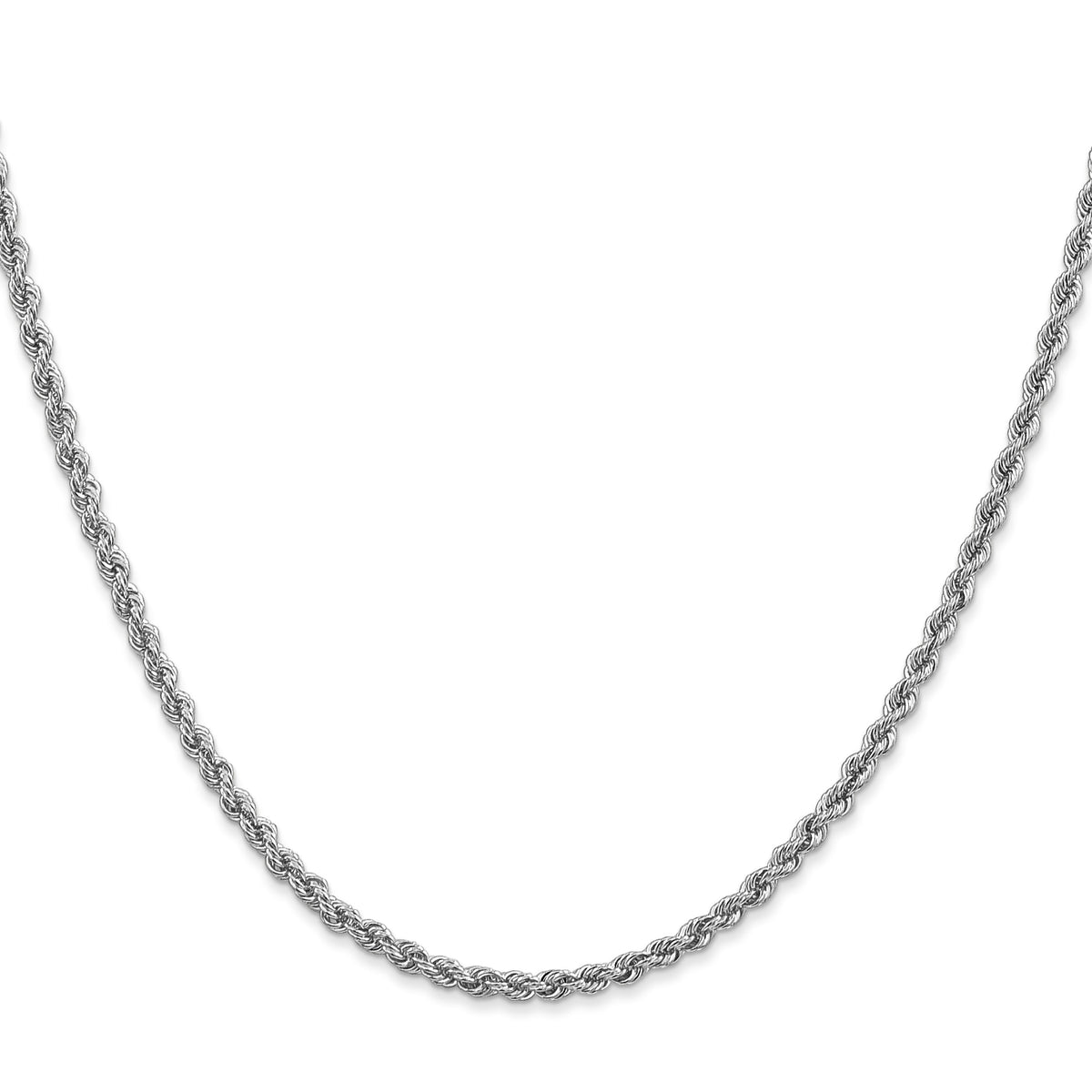 14K White Gold 24 inch 2.5mm Regular Rope with Lobster Clasp Chain