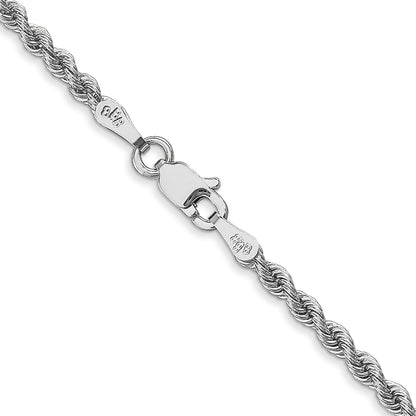 14K White Gold 26 inch 2.5mm Regular Rope with Lobster Clasp Chain