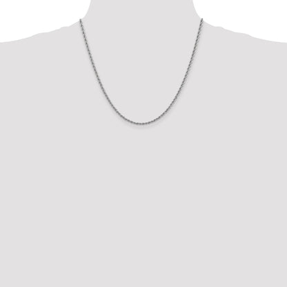 14K White Gold 20 inch 2.5mm Regular Rope with Lobster Clasp Chain