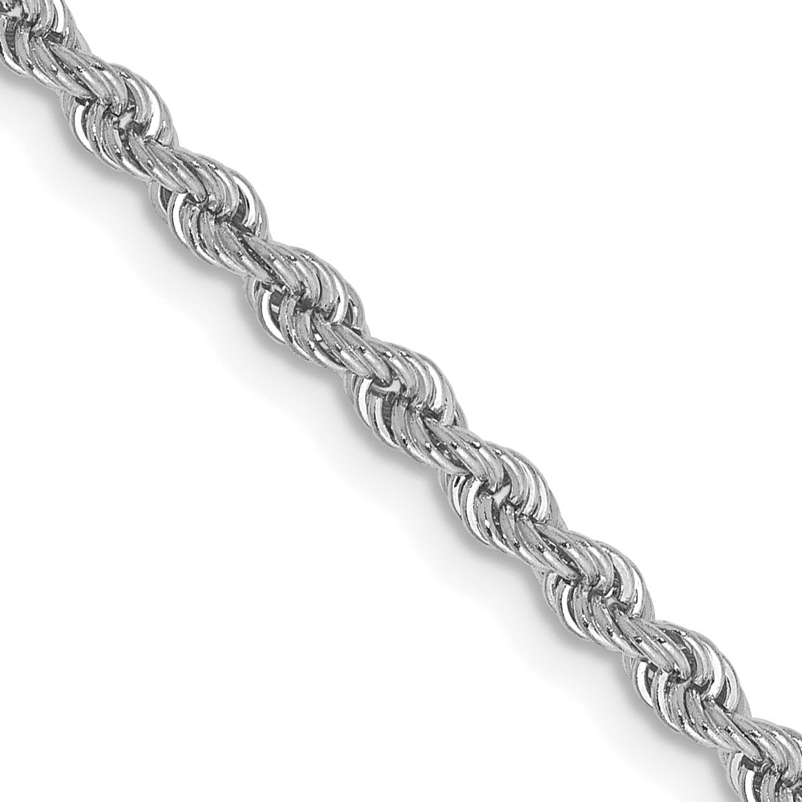 14K White Gold 18 inch 2.5mm Regular Rope with Lobster Clasp Chain