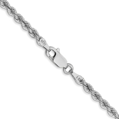 14K White Gold 24 inch 2.75mm Regular Rope with Lobster Clasp Chain