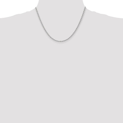 14K White Gold 18 inch 2.75mm Regular Rope with Lobster Clasp Chain