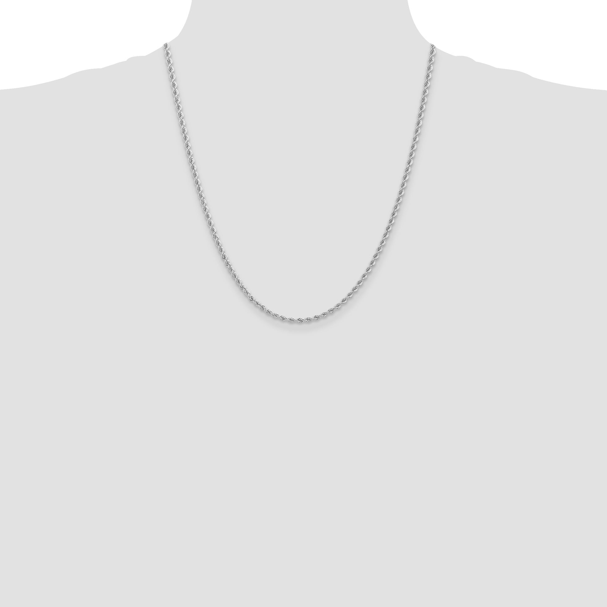 14K White Gold 22 inch 2.75mm Regular Rope with Lobster Clasp Chain