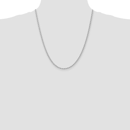 14K White Gold 22 inch 2.75mm Regular Rope with Lobster Clasp Chain