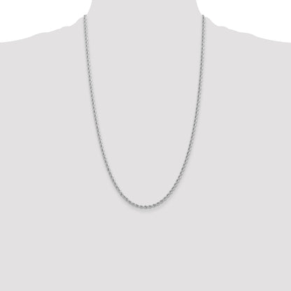 14K White Gold 26 inch 2.75mm Regular Rope with Lobster Clasp Chain