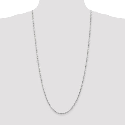 14K White Gold 30 inch 2.75mm Regular Rope with Lobster Clasp Chain