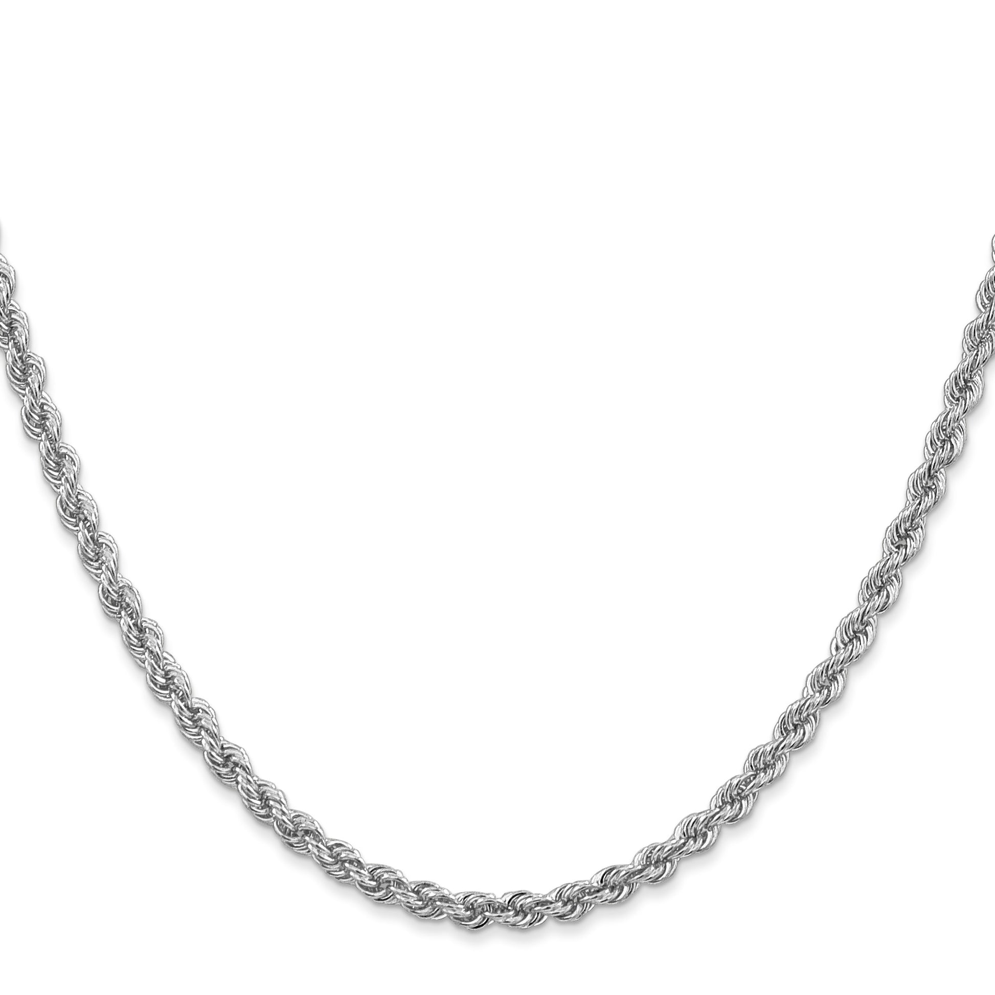 14K White Gold 18 inch 3mm Regular Rope with Lobster Clasp Chain