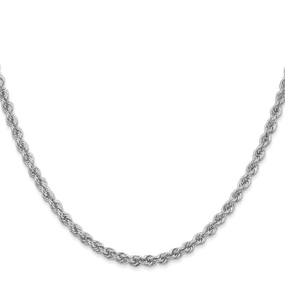 14K White Gold 26 inch 3mm Regular Rope with Lobster Clasp Chain