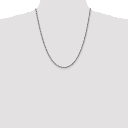14K White Gold 22 inch 3mm Regular Rope with Lobster Clasp Chain