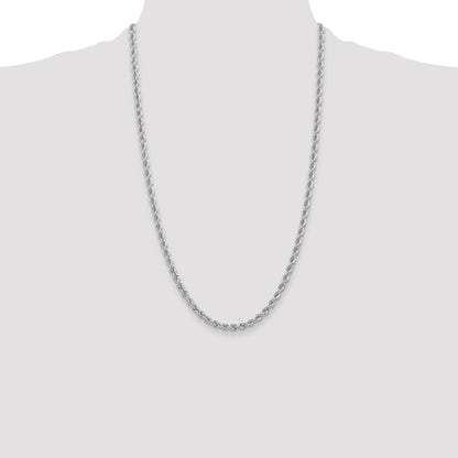14K White Gold 26 inch 3mm Regular Rope with Lobster Clasp Chain