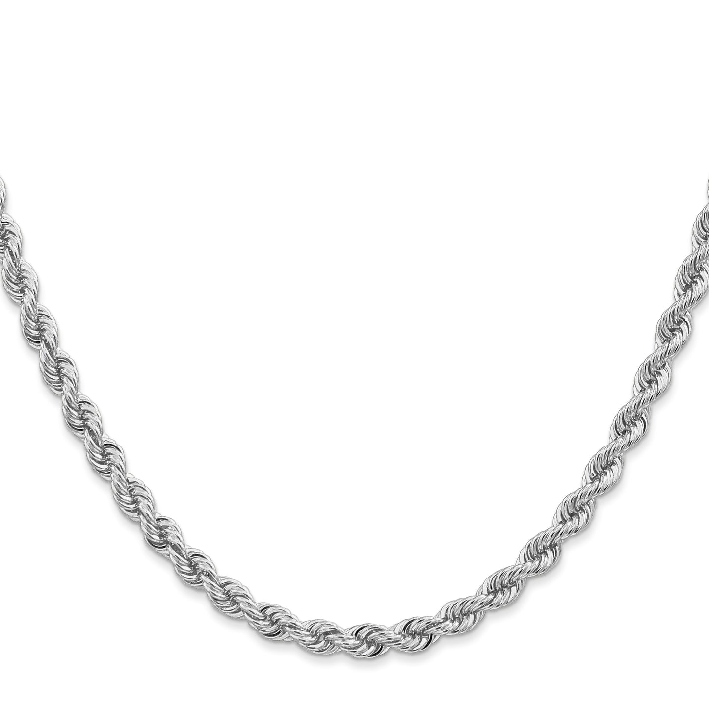 14K White Gold 24 inch 4mm Regular Rope with Lobster Clasp Chain