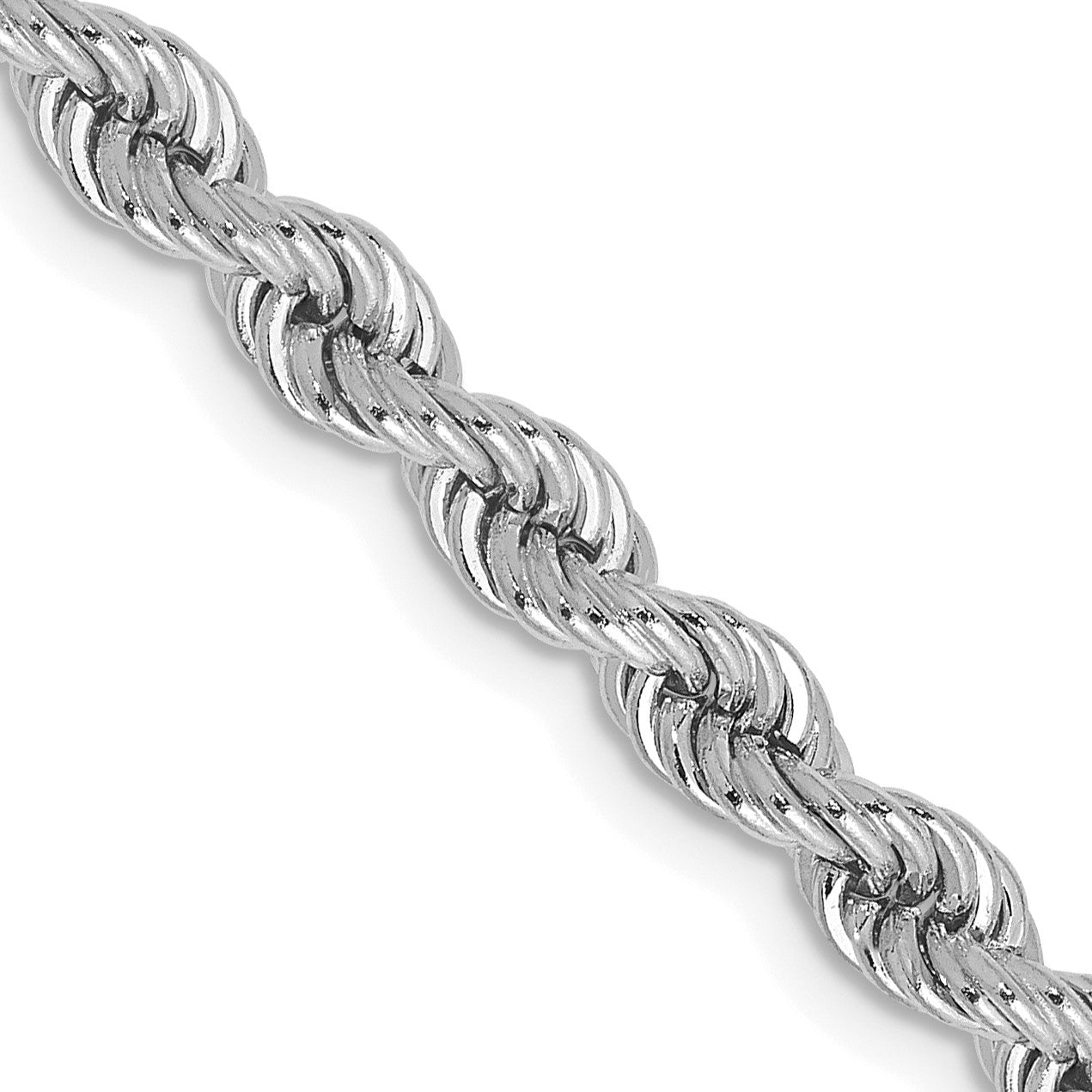 14K White Gold 24 inch 4mm Regular Rope with Lobster Clasp Chain