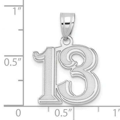 14kw Polished Etched Number 13 Pendant