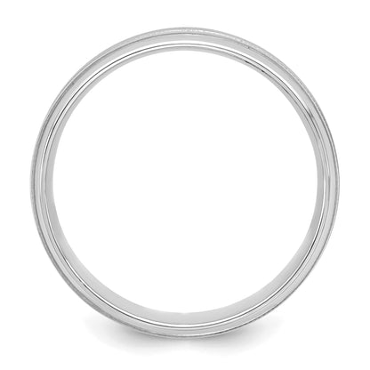 14k White Gold 6mm Lightweight Comfort Fit Brushed Satin/Polished Milgrain Grooved Edge Wedding Band Size 8