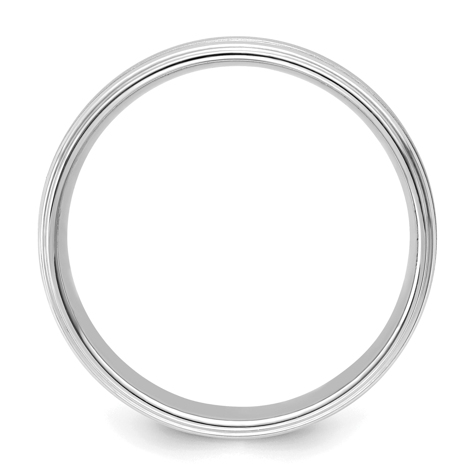 14k White Gold 6mm Heavyweight Comfort Fit Brushed Satin/Polished Milgrain Grooved Edge Wedding Band Size 8