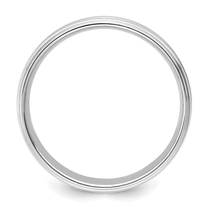 14k White Gold 6mm Heavyweight Comfort Fit Brushed Satin/Polished Milgrain Grooved Edge Wedding Band Size 8