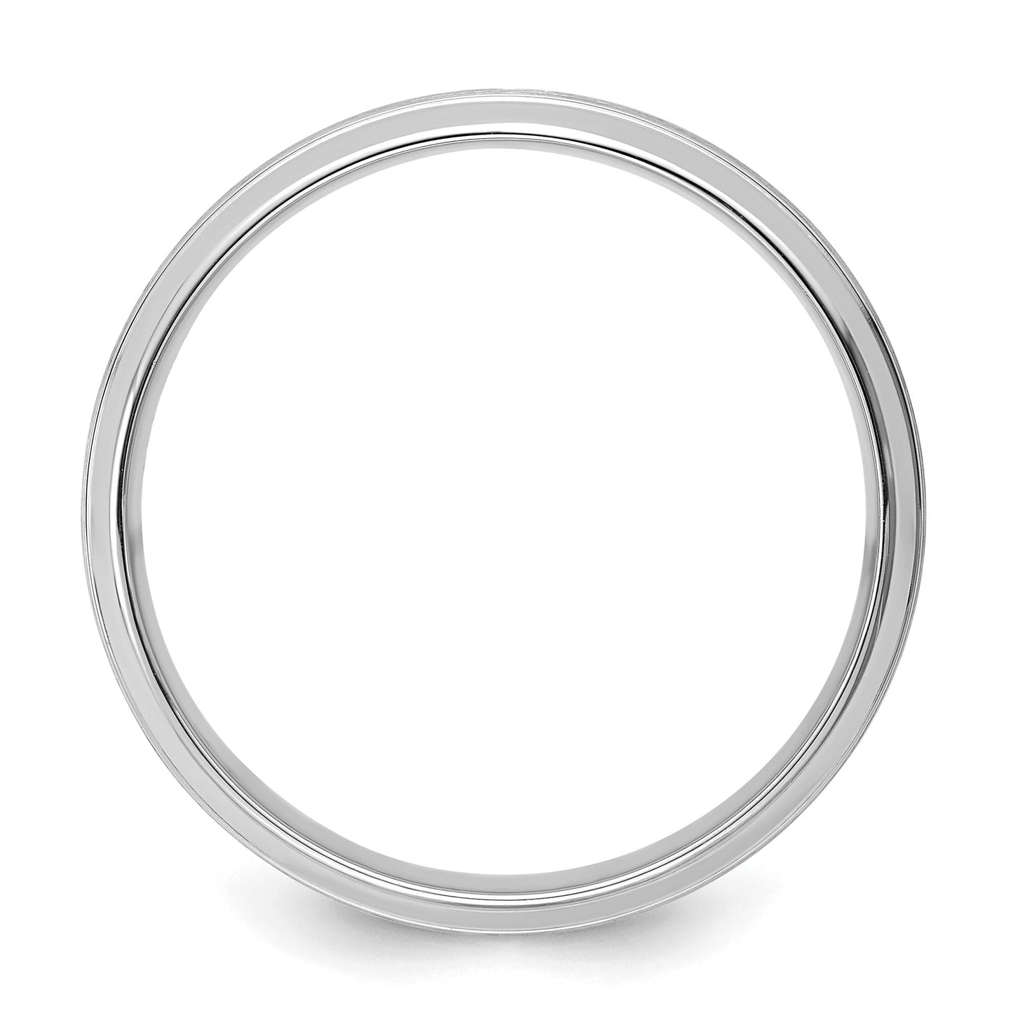 14k White Gold 6mm Heavyweight Comfort Fit Brushed Satin Line Edge Wedding Band Size 10