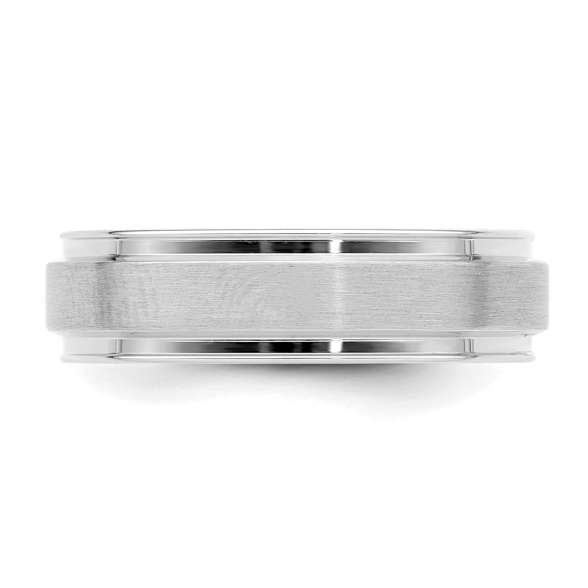 14k White Gold 6mm Standard Weight Comfort Fit Brushed Satin Fancy Wedding Band Size 9