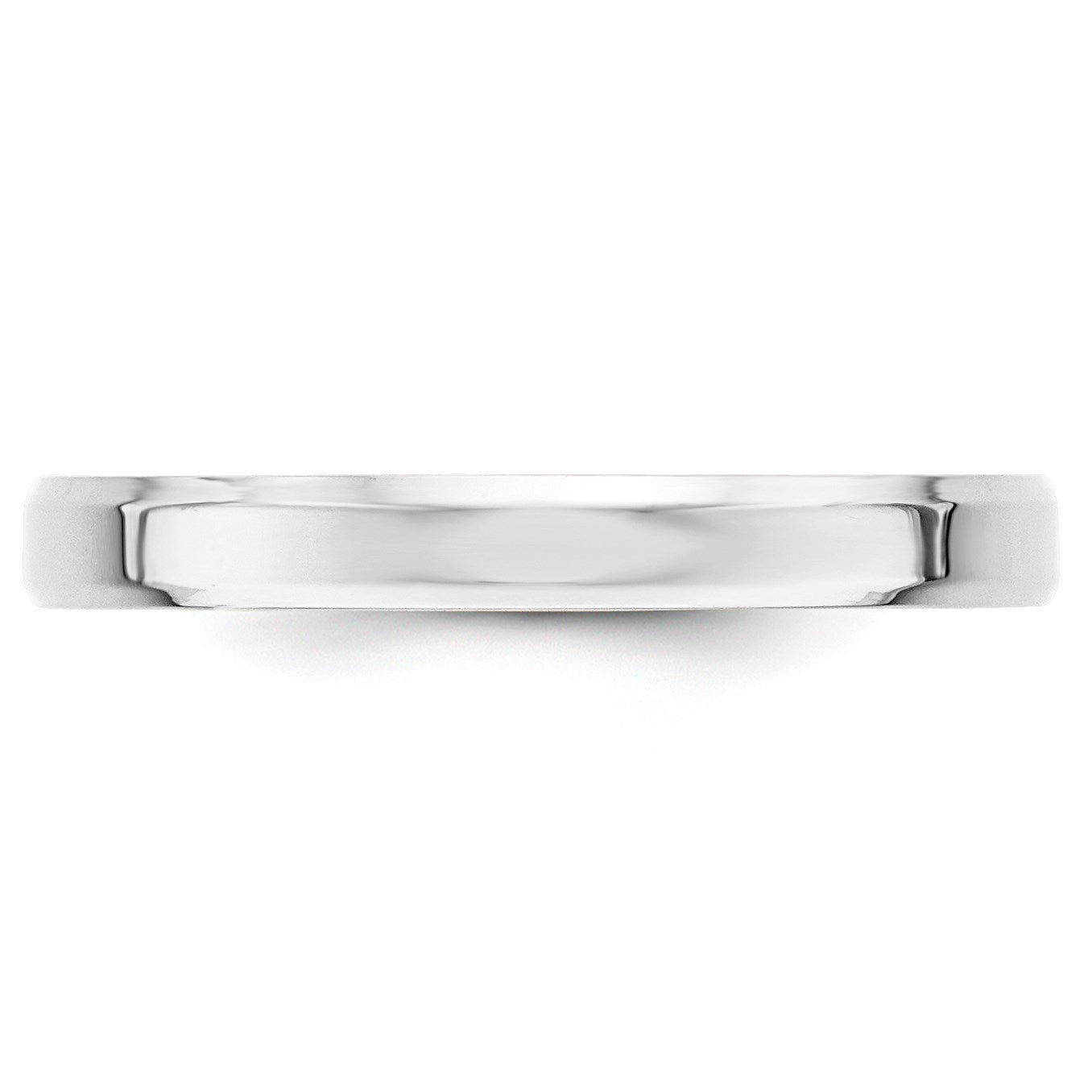 14k White Gold 3mm Beveled Edge Comfort Fit Wedding Band Size 10