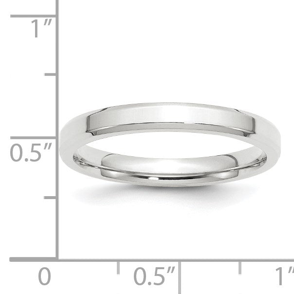 14k White Gold 3mm Beveled Edge Comfort Fit Wedding Band Size 10