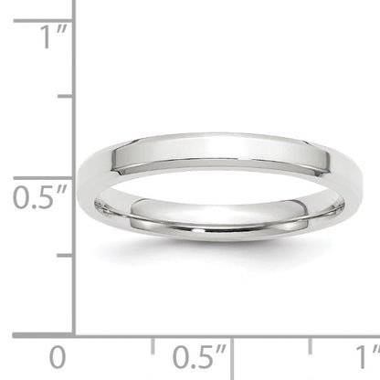14k White Gold 3mm Beveled Edge Comfort Fit Wedding Band Size 4