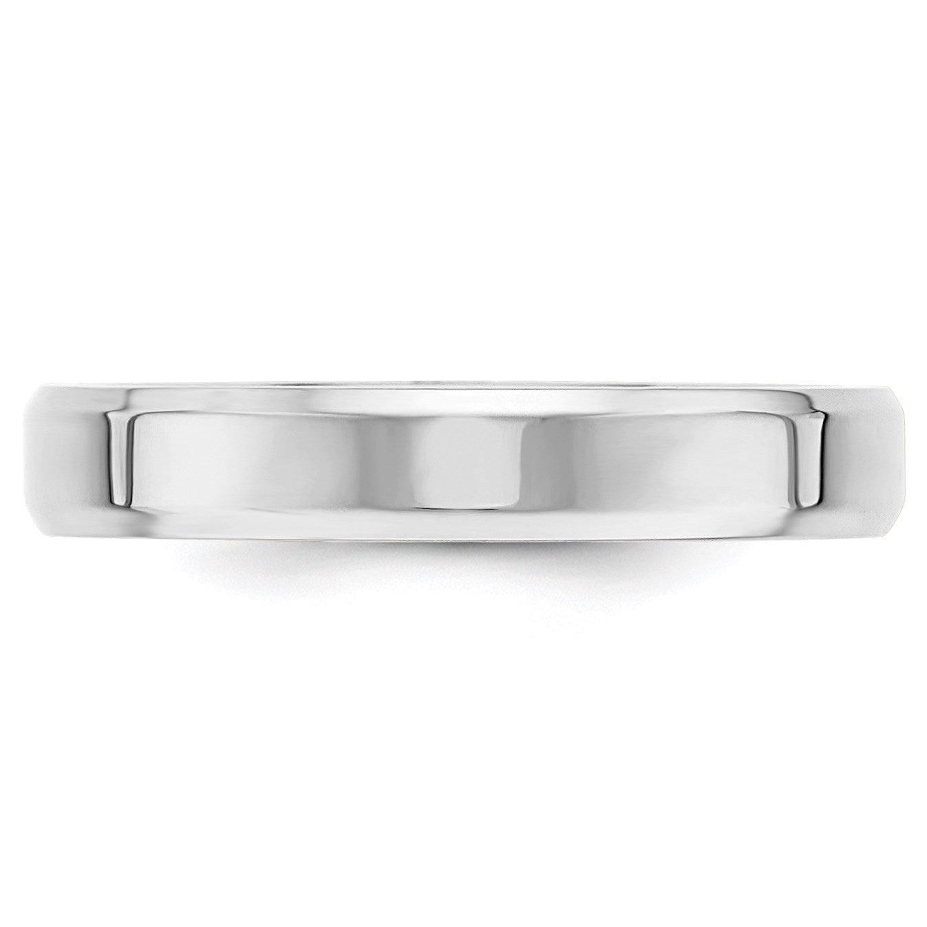 14k White Gold 4mm Beveled Edge Comfort Fit Wedding Band Size 5