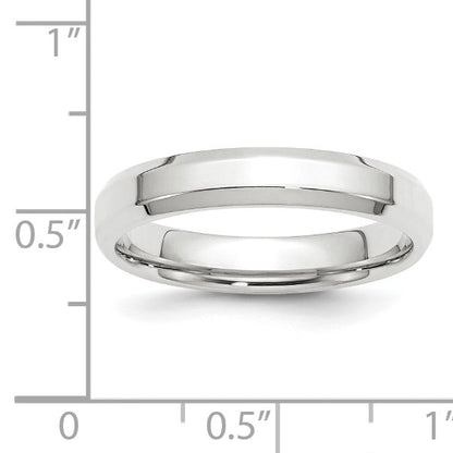 14k White Gold 4mm Beveled Edge Comfort Fit Wedding Band Size 7