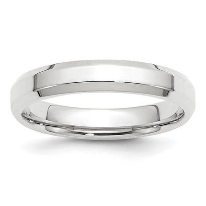 14k White Gold 4mm Beveled Edge Comfort Fit Wedding Band Size 7