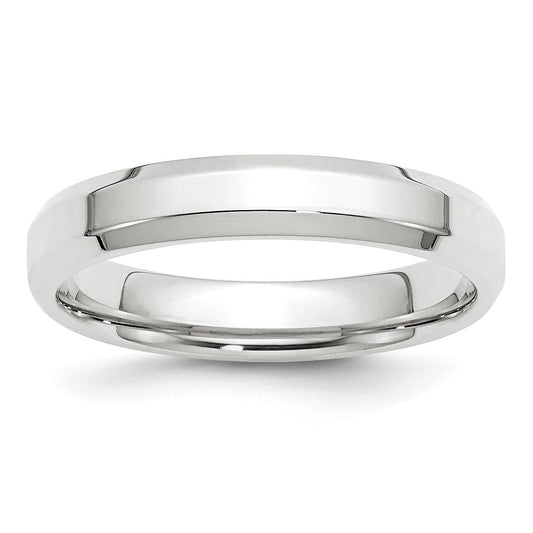14k White Gold 4mm Beveled Edge Comfort Fit Wedding Band Size 7