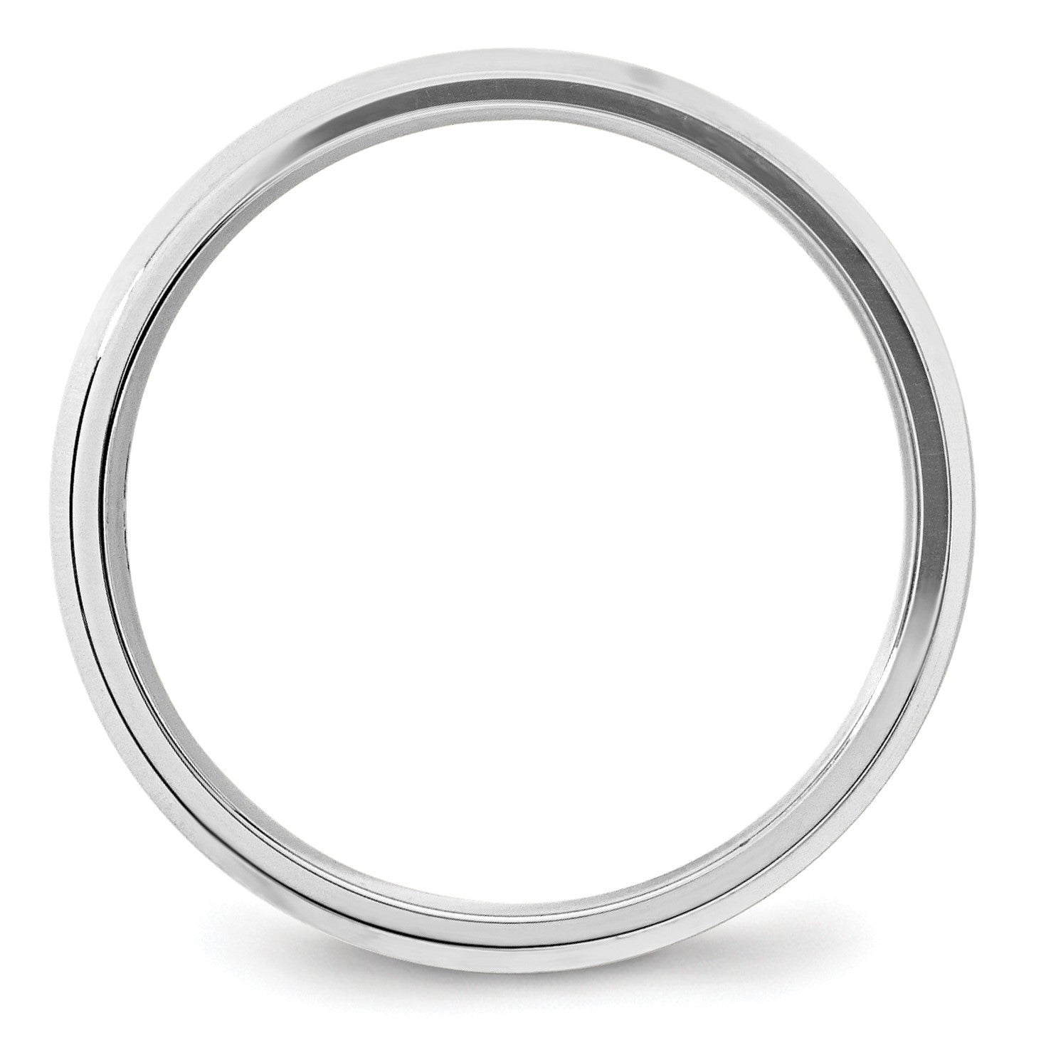 14k White Gold 5mm Beveled Edge Comfort Fit Wedding Band Size 10