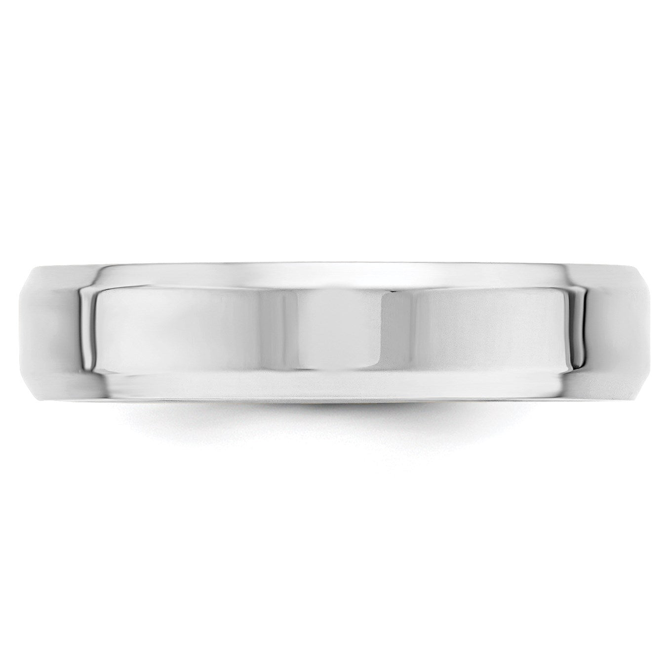 14k White Gold 5mm Beveled Edge Comfort Fit Wedding Band Size 10