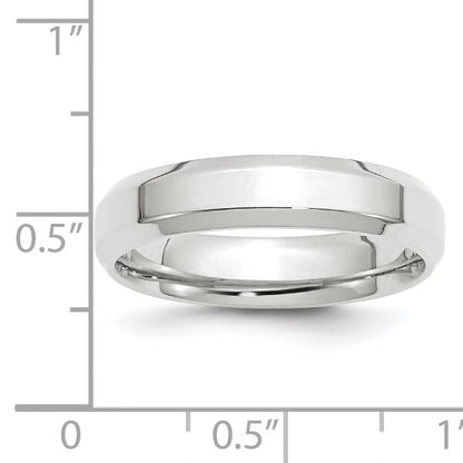 14k White Gold 5mm Beveled Edge Comfort Fit Wedding Band Size 10